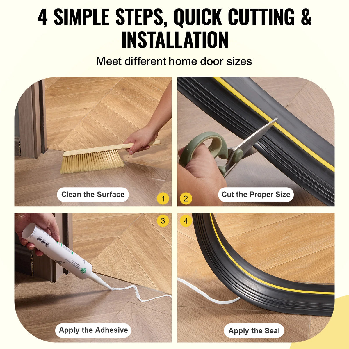 Seuil d'étanchéité PVC pour porte de garage — 3 longueurs