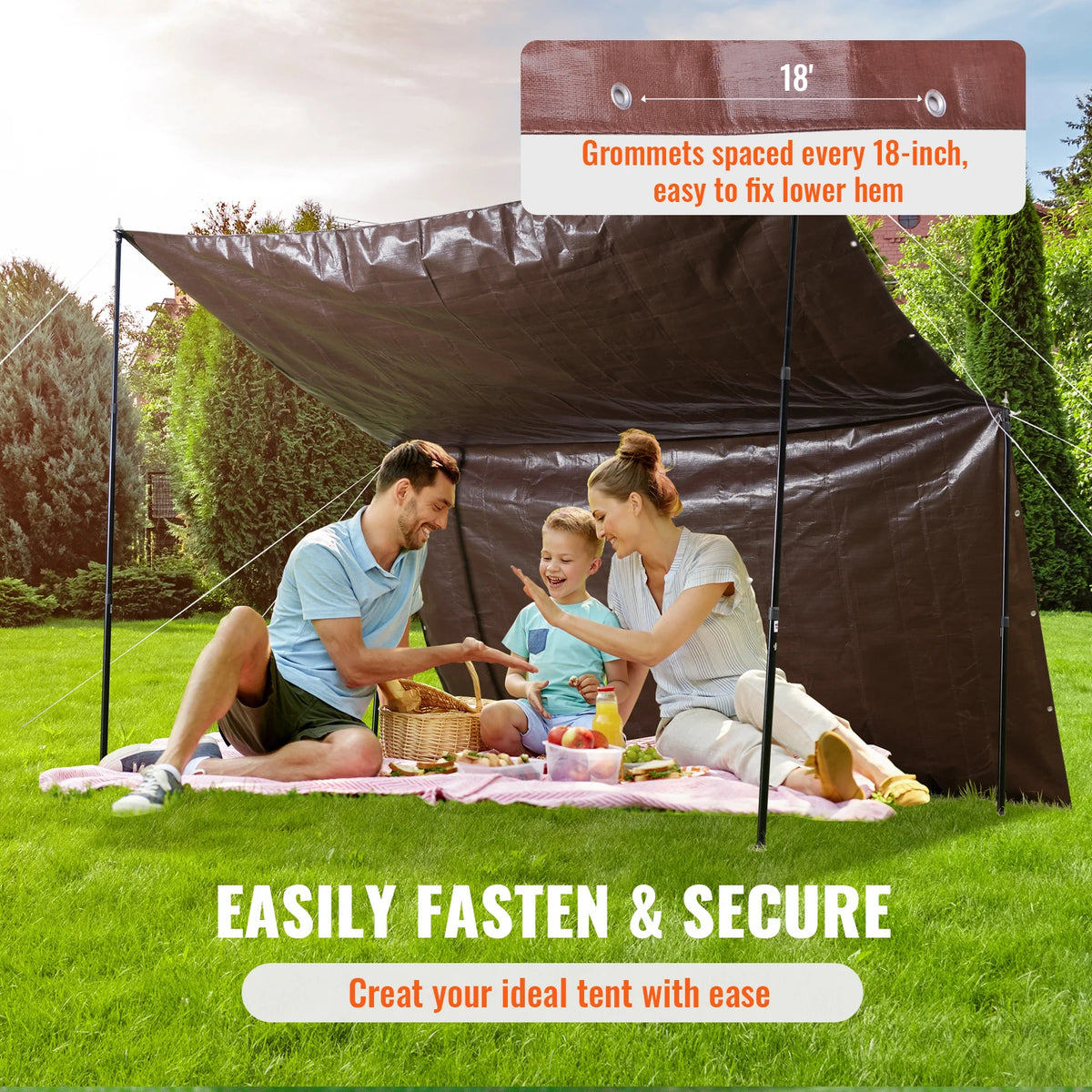 Bâche de protection imperméable 3,6 x 6 m en polyéthylène 16 mil
