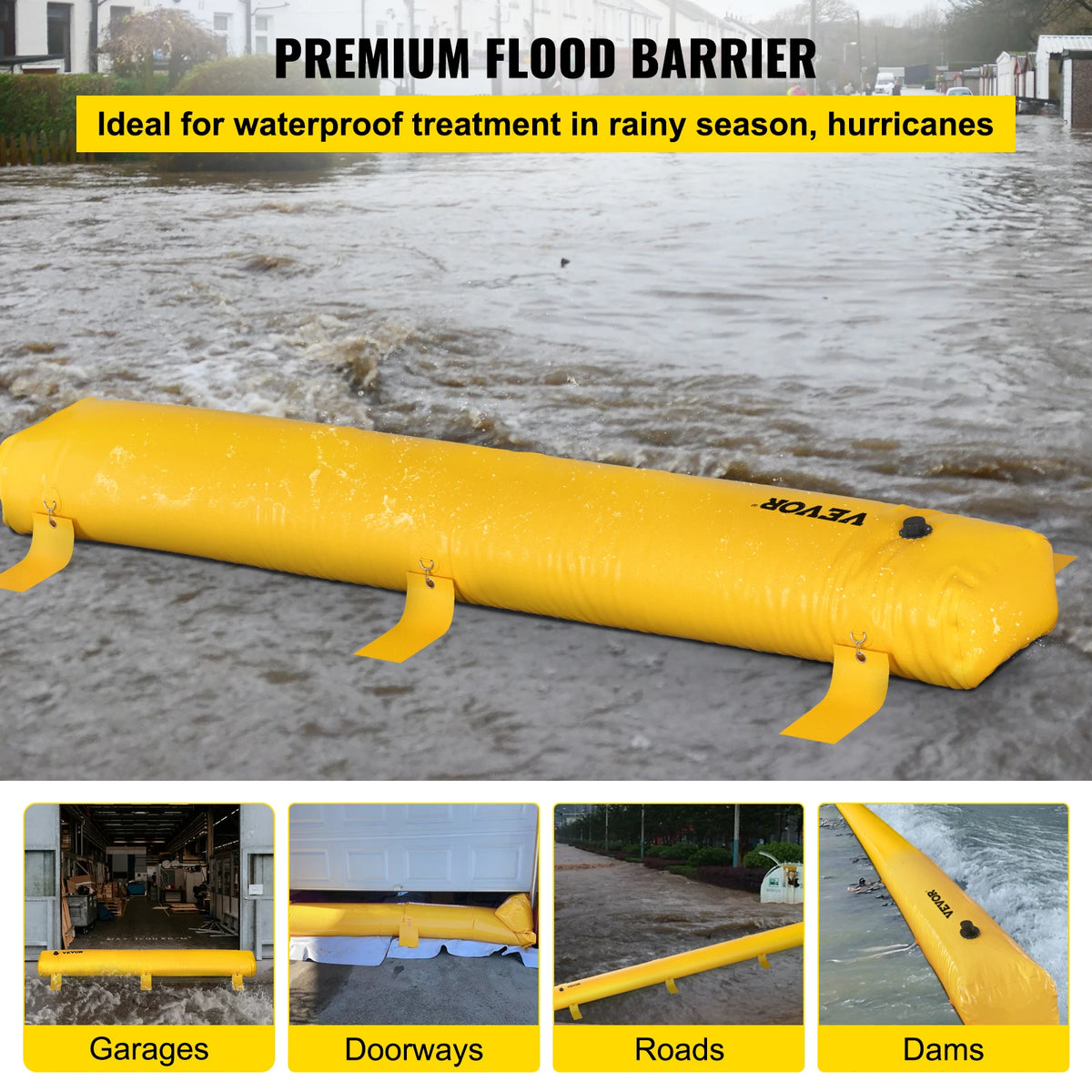 Barrage anti-inondation PVC à remplir d'eau — 3,66 m, réutilisable