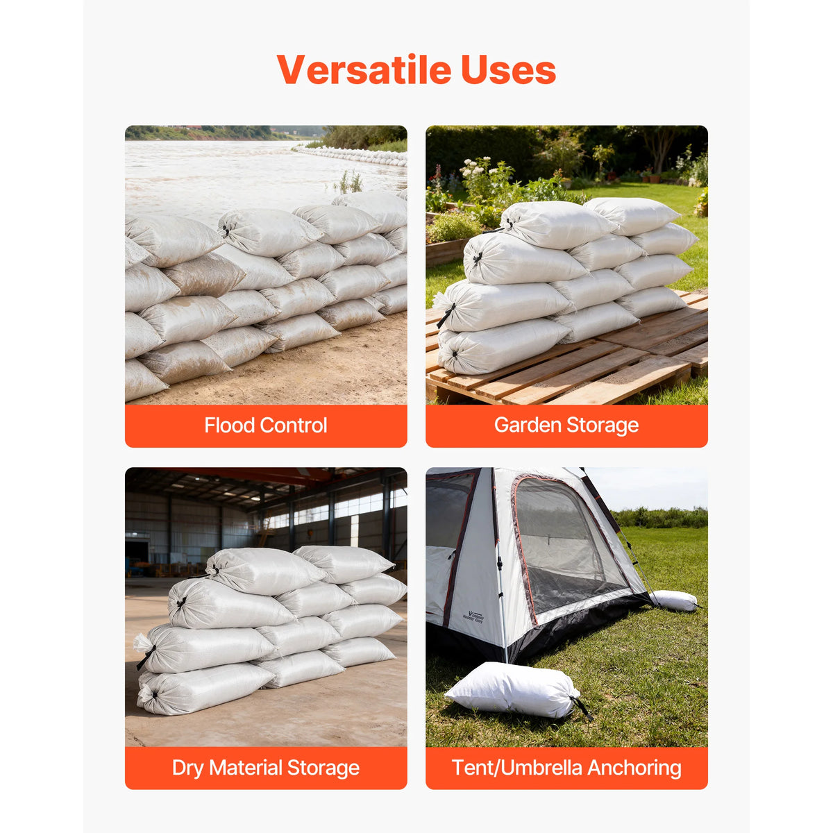 Sacs de sable anti-inondation vides en polypropylène tissé