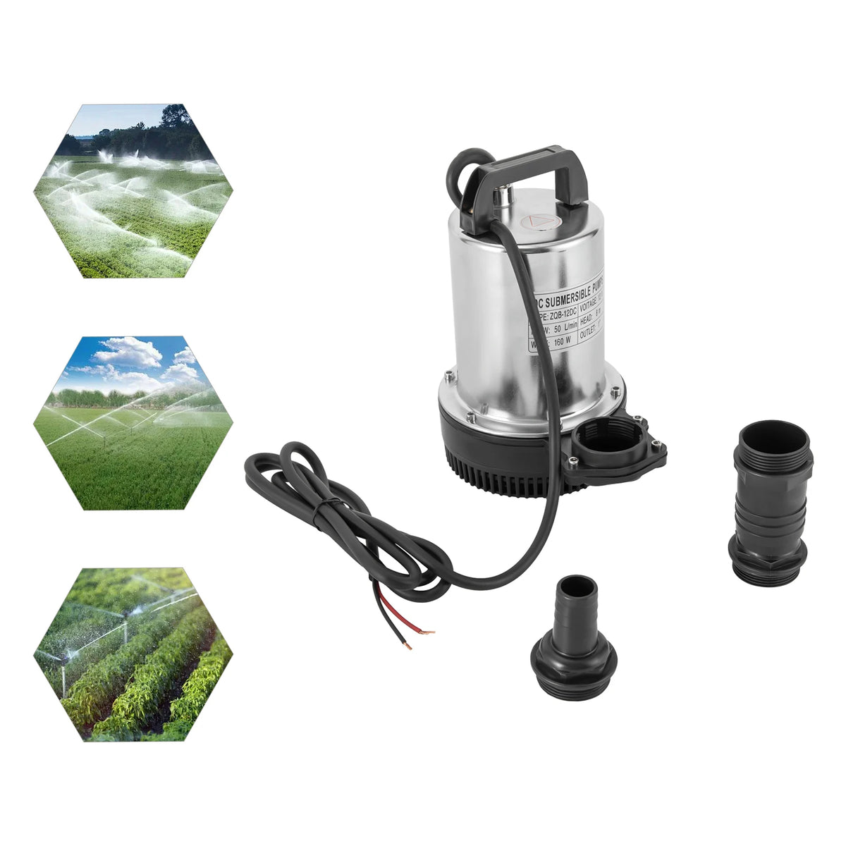Pompe submersible 12V eaux usées 160 W - 6000 L/h