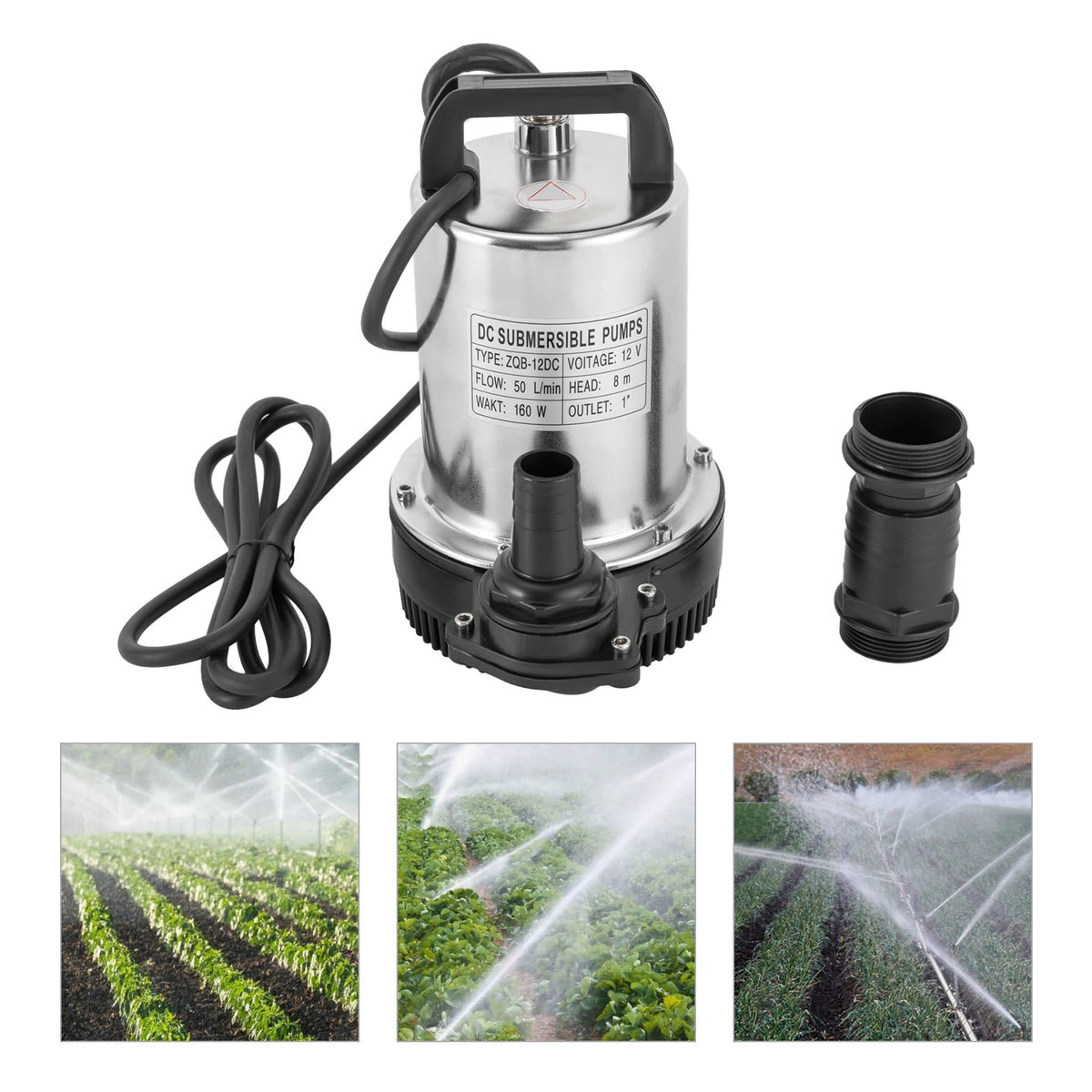 Pompe submersible 12V eaux usées 160 W - 6000 L/h
