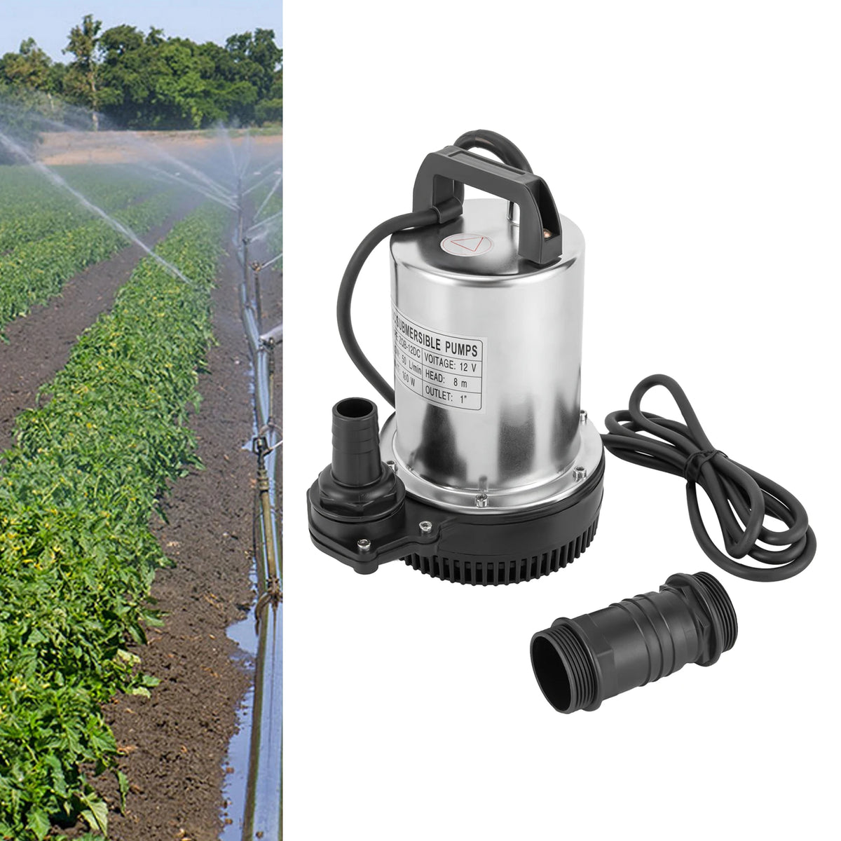 Pompe submersible 12V eaux usées 160 W - 6000 L/h