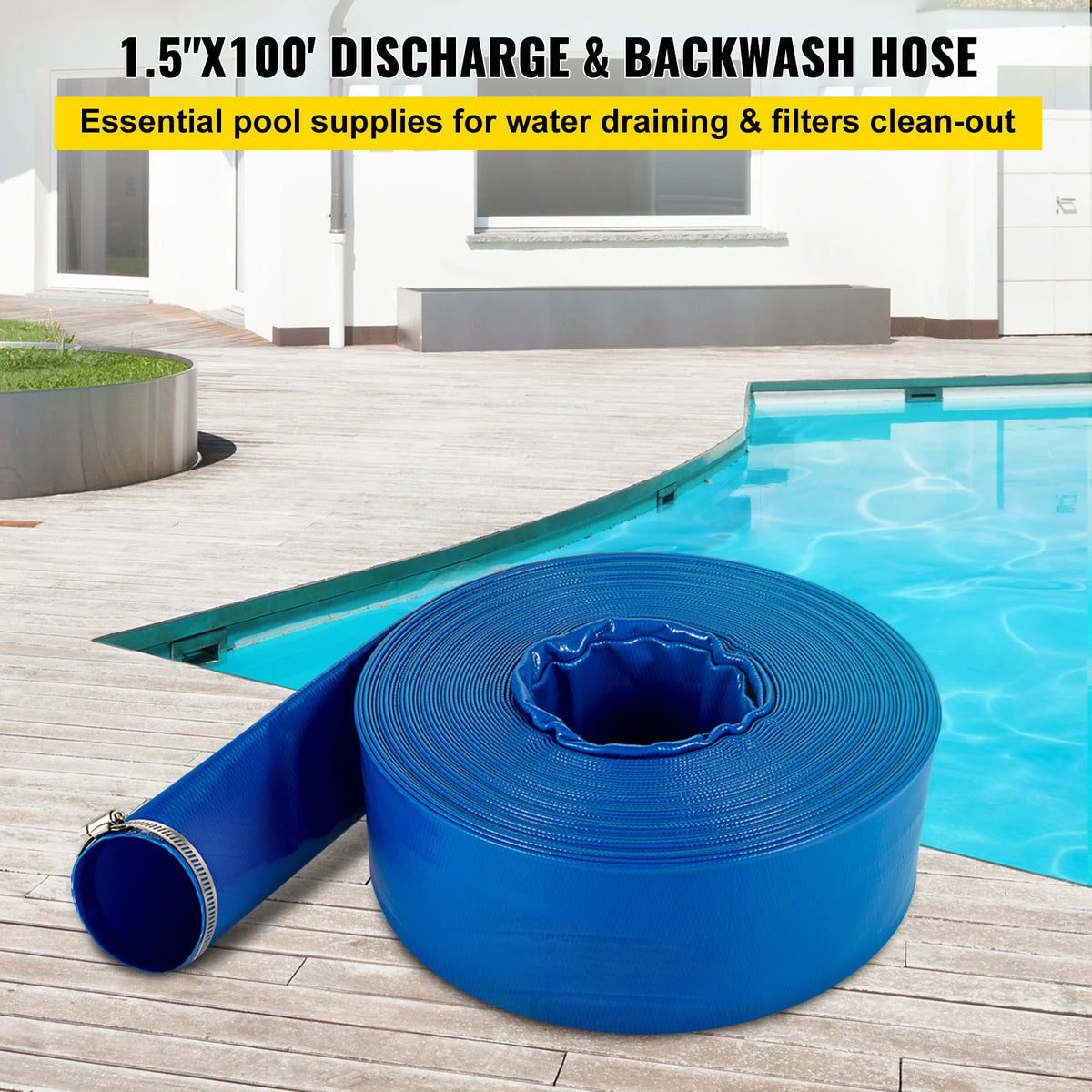 Tuyau de refoulement PVC plat 38 à 102 mm avec colliers