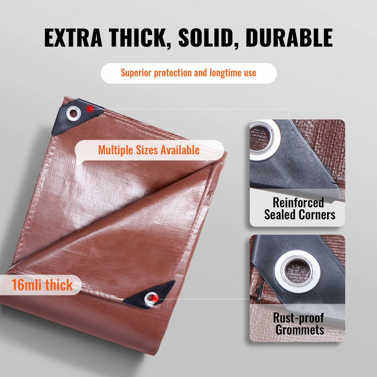 Bâche de protection imperméable 3,6 x 6 m en polyéthylène 16 mil