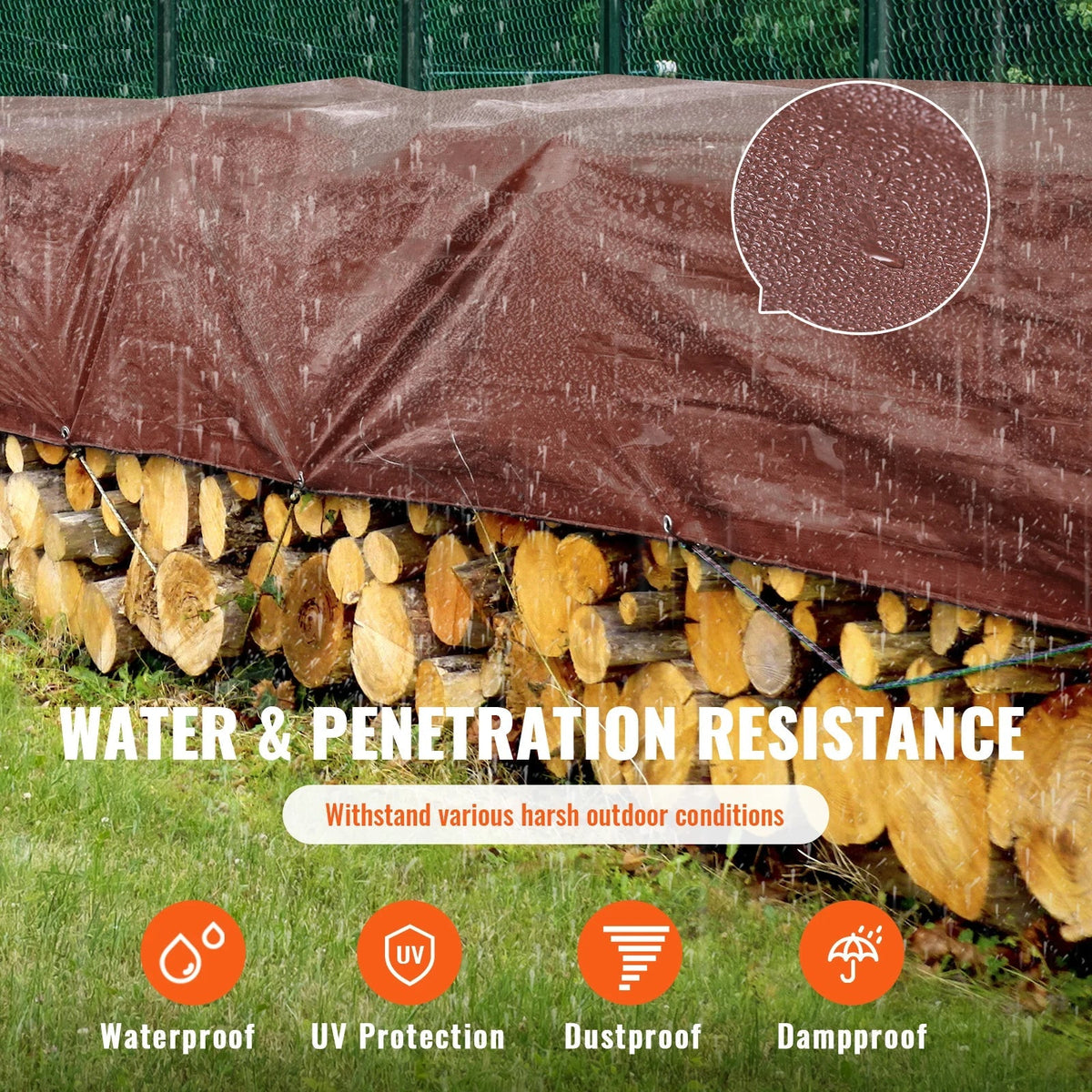 Bâche de protection imperméable 3,6 x 6 m en polyéthylène 16 mil