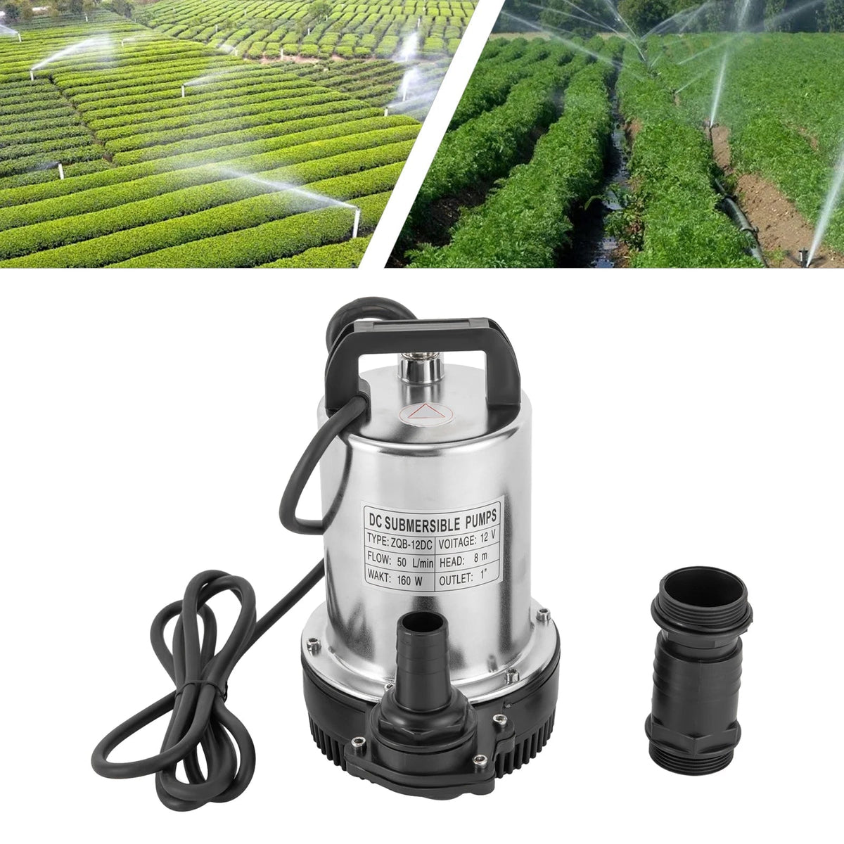 Pompe submersible 12V eaux usées 160 W - 6000 L/h