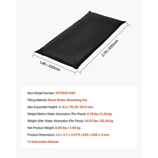 Sacs anti-inondation autogonflants 430 x 830 mm — lot de 10 + seau